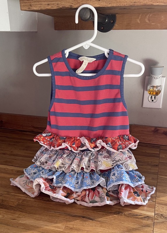 Matilda Jane Striped Ruffle Dress/Top girls size 6