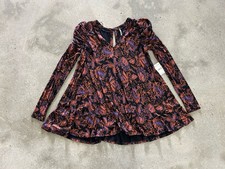 Free People Hello Lover Mini Dress Tunic Size Medium Boho Puff Long Sleeve