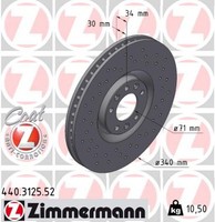 2X Bremsscheibe Sport Z Zimmermann 440.3125.52 FüR RCZ Peugeot 16V