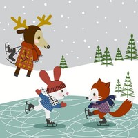 20 Servietten Skating Friends Tiere Eislaufen Winter Weihnachten Mint 33X33Cm