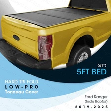 FRP Hard Tri Fold Low-pro Tonneau Cover for Ford Ranger 2019-2023 5ft (61") Bed