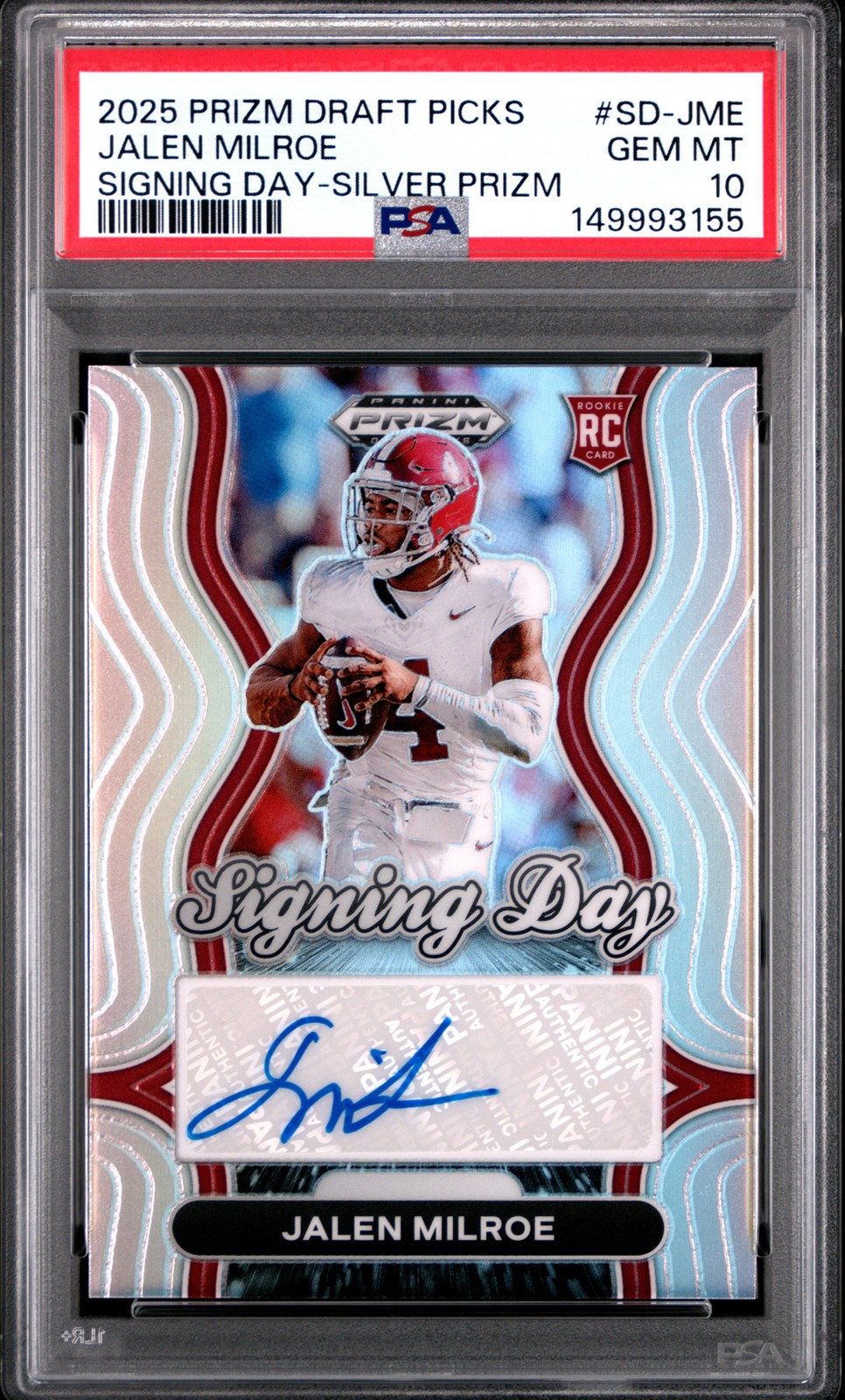 Jalen Milroe Panini Prizm Draft Picks Signing Day #SDJME Silver Prizm