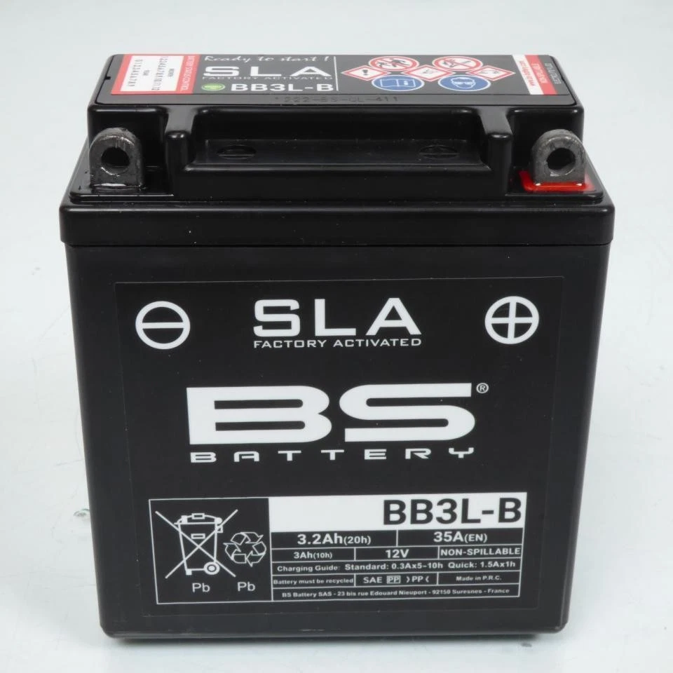Batterie SLA BS Battery pour Moto Yamaha 125 DTR 1988 à 2002 YB3L-B / 12V 3Ah - Photo 2/3