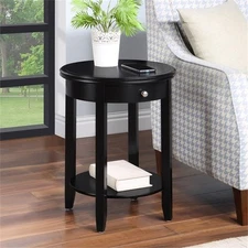 American Heritage Baldwin One-Drawer End Table with Shelf in Black Wood Finish