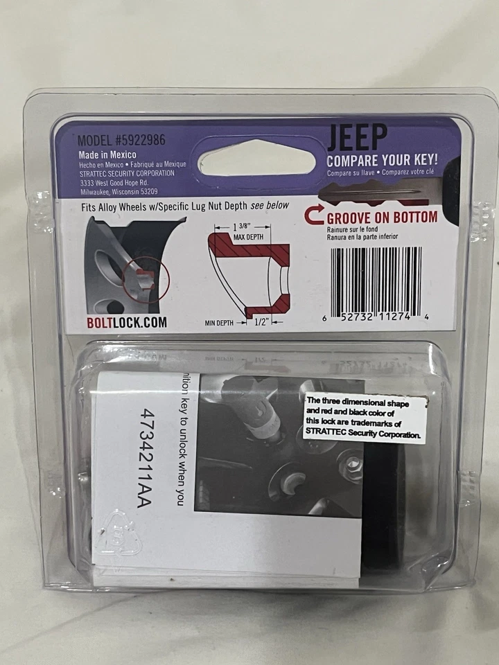 Bloqueo de neumático de repuesto (Jeep) para Jeep Wrangler 1997-2017 bloqueo de perno Foto 2 de 2