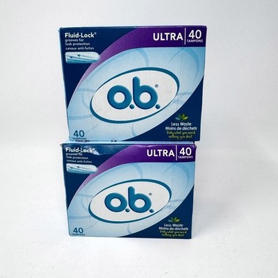 2 Boxes OB Tampons Ultra 40 Count ea Fluid Lock O.B.  (80Total) NEW