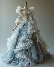 Dreamy Victorian PromDress Vintage Lace Intarsia Pleated A-line Renaissance Gown