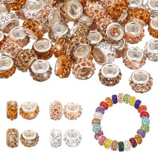 European Large Hole Beads 5mm Hole 100Pcs White/Crystal Yellow/Golden/Brown