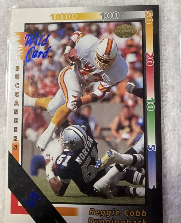 1992 Wild Card 5 Stripe Reggie Cobb Buccaneers #46 TENNESSEE VOLS