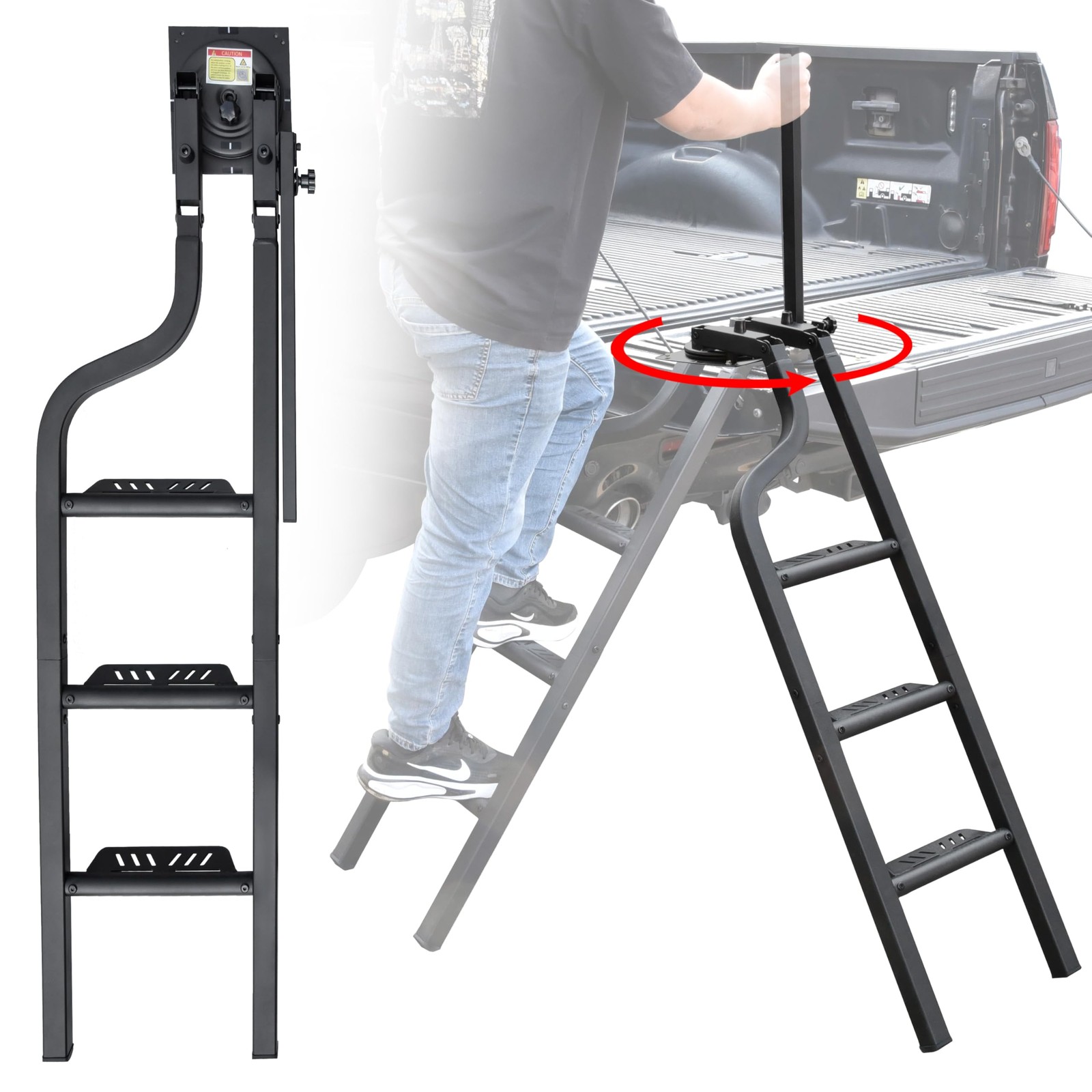 45" Foldable Pickup Truck Tailgate Ladder with Grab Handle