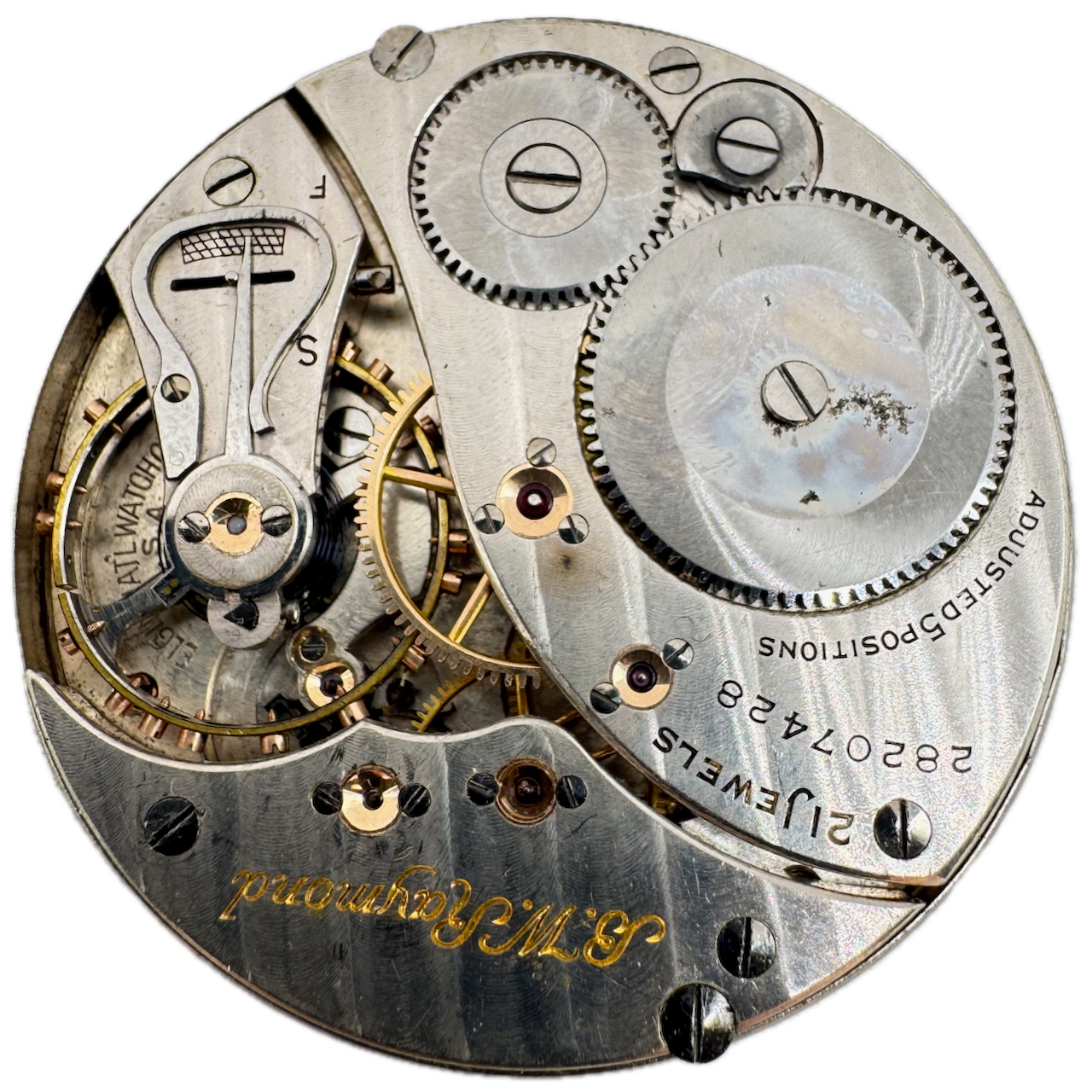 Antique 16s Elgin B.W. Raymond Mechanical Railroad Pocket Watch Movement 478