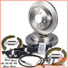 DISCOS DE FRENO VENTILADOS Ø300+ JUEGO PASTILLAS+ ZAPATAS FRENO DE MANO TRASERAS PARA BMW SERIE 3 E90