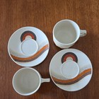 Mikasa Indian Feast Speckled Biscuit 2 Coffee Cups, 2 Mikasa Rising Sun Saucers — photo 1