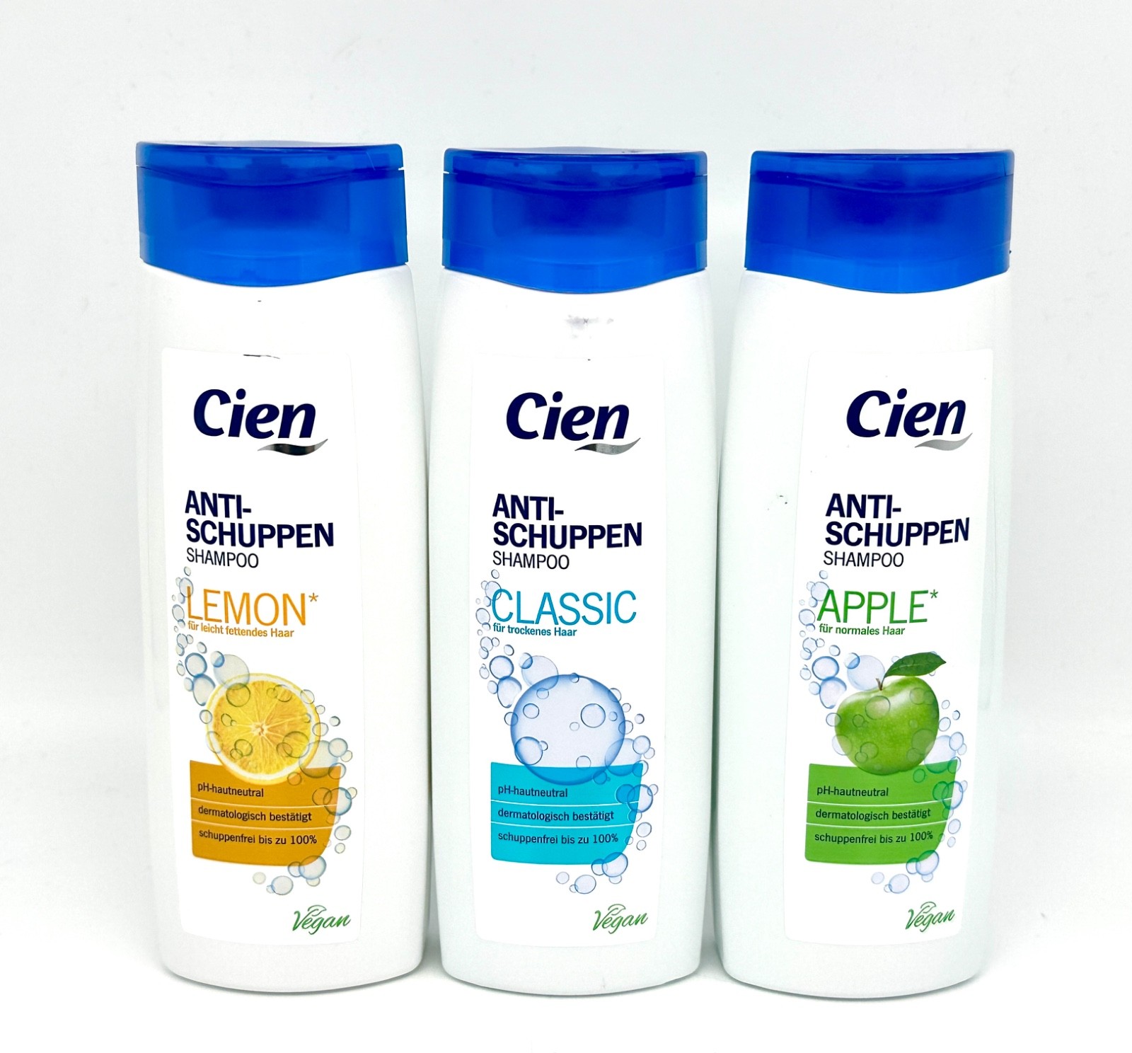 3x Cien Anti-Schuppen Shampoo Vegan  pH-Hautneutral Classic Apple Lemon 300ml