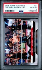 2025 TOPPS NOW WWE #27 JOHN CENA/THE ROCK TRAVIS SCOTT PSA 10