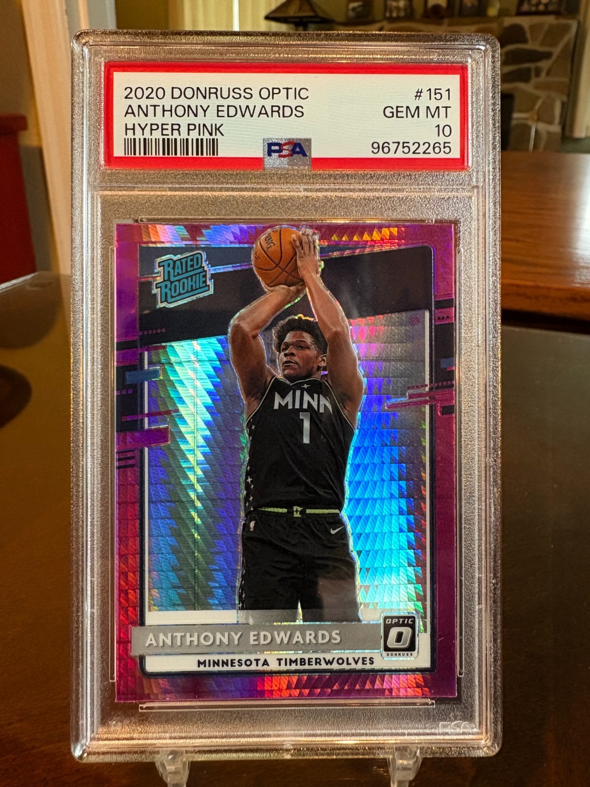 2020 Optic #151 Anthony Edwards - Hyper Pink - GEM MINT PSA 10