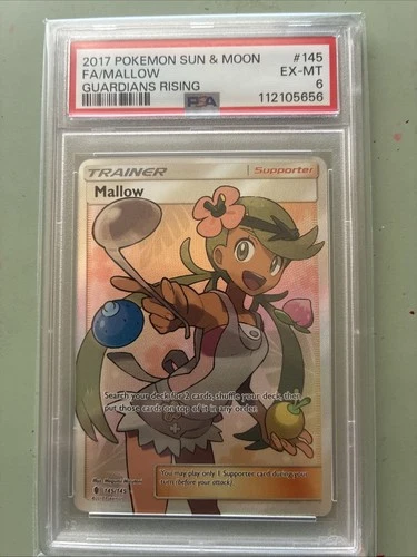Graded PSA 6 2017 PM Sun & Moon Full Art MALLOW #145 Guardians Rising EX-MT