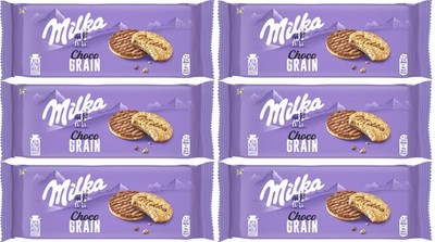 6 MILKA CHOCO GRAIN Wholegrain Cookies with Alpine Milk Chocolate 126g 4.5oz