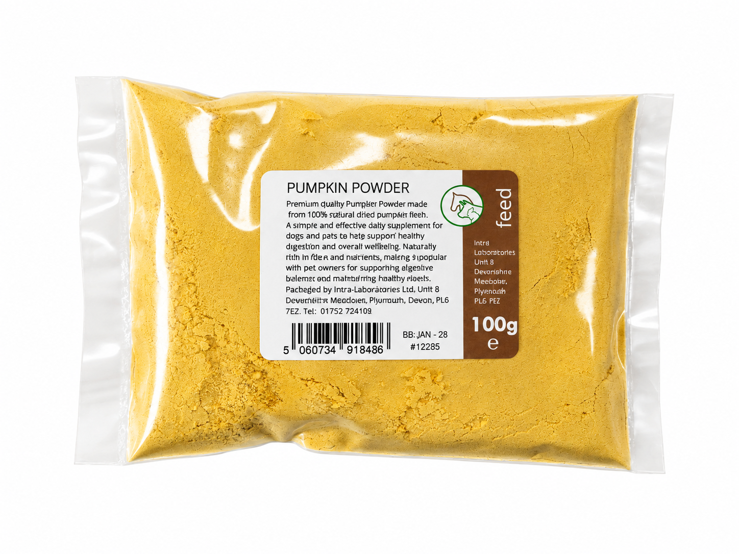 100g Pumpkin Flesh Powder for Dogs Horses & Pets, Natural Digestive Supplement