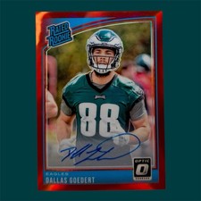 2018 Panini Donruss Optic Rated Rookie Goedert Eagles #197 Red Auto /50