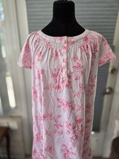 Vintage Aria Pink Ss Floral Nightgown Sz Medium