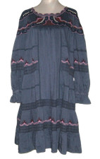 NWT Johnny Was REINA MINI Linen Blend Dress Women XL Sapphire Blue MSRP 388