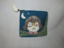 100 Wool Sleeping Owl Coin Change Purse Zipper Made in Nepal