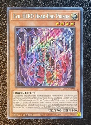 Yugioh SUDA-EN002 Evil HERO Dead-End Prison 1st Edition Secret Rare MINT