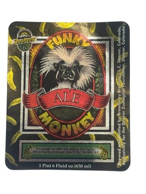 Funky Monkey Ale Zoobrew Denver Zoo Beer Label VTG Craft Brewery