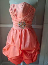 Sherri Hill Coral Ombre Prom Dress Beaded Waist Fitted Sz 0