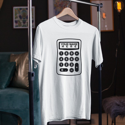 Personalisierter Taschenrechner T-Shirt Zahlen Tag Mathematik Lehrer Schüler Geschenk