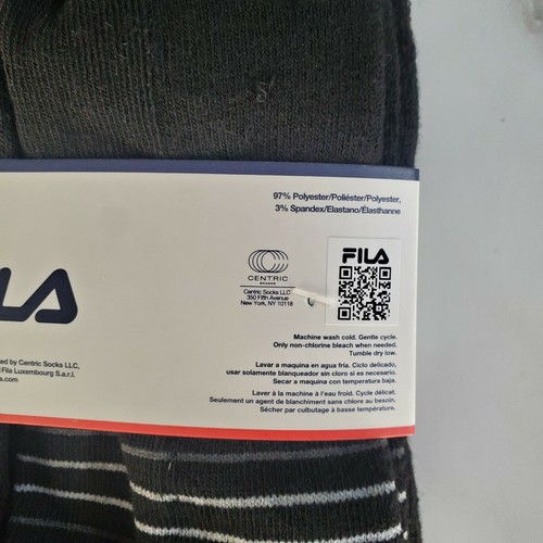 Mens 6 Pairs Black Cushioned FILA No Show Socks Shoe Size 8-12 Aerated Mesh - Picture 2 of 2
