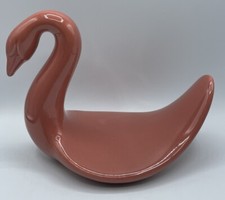 Vintage Japan Ceramic Swan Deep Pink Mauve Glazed Retro Towel Holder