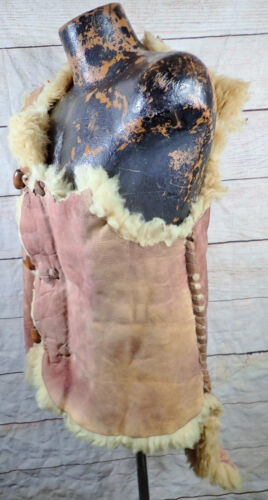 Vinatge Mountain Man Sheepskin Leather Vest M Shearling Fur Waistcoat (Read) - Picture 2 of 22
