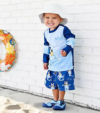 Disney BLUEY Swim Trunks Rash Guard Set Swimsuit Shorts Toddler 2T 3T 4T 5T 6 7