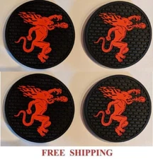 FIREBALL CINNAMON WHISKEY 4 BEER BAR TOP SPILL MAT RUBBER COASTERS NEW