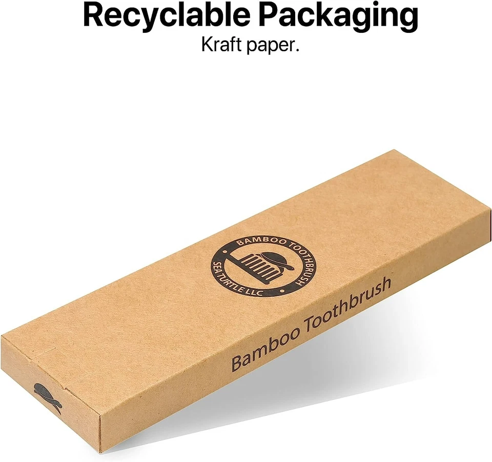 Cepillo de dientes de bambú con cerdas a base de plantas SeaTurtle - Paquete de 4 - Suave natural Foto 3 de 4