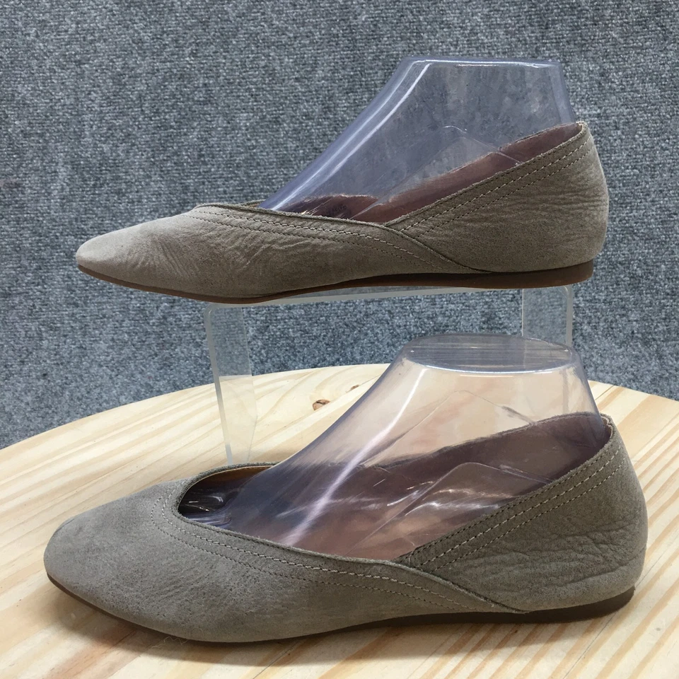 Sapatos femininos Lucky Brand 8,5 M Alba chinelo sapatilhas de balé couro camurça cinza - Imagem 2 de 4