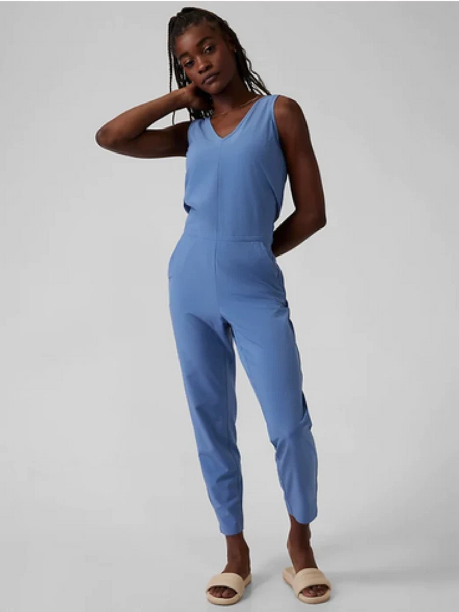 NEW ATHLETA Brooklyn Jumpsuit Size 8P 8 PETITE COTTAGE BLUE