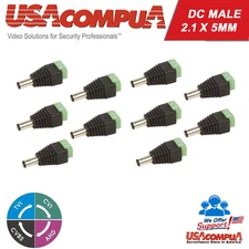 10 pcs 2.1x5.5mm DC Male Power Jack Connector Plug Adapter for CCTV Camera LED