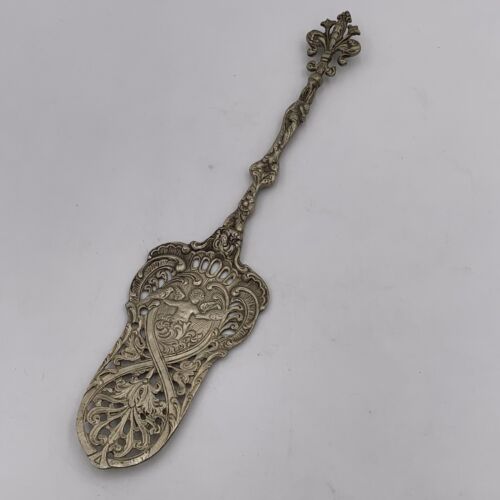 VTG Pie Cake Pastry Server Made in Italy Silver Plate 12” Ornate Designed Handle