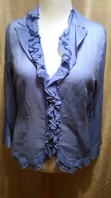 Batist Blusenjacke blau ELEGANCE PARIS Rüschen Sommerjacke Jacke neu