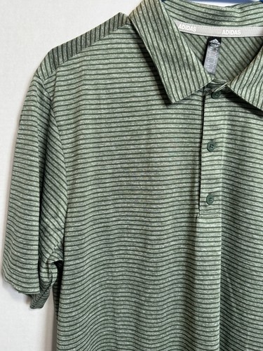 Adidas Golf Polo Shirt Medium MSRP $65 Green Stripe Stretch - Picture 6 of 10