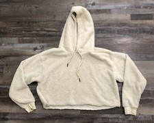Urban Outfitters Cream Women's Teddy Sherpa Hoodie Size Medium