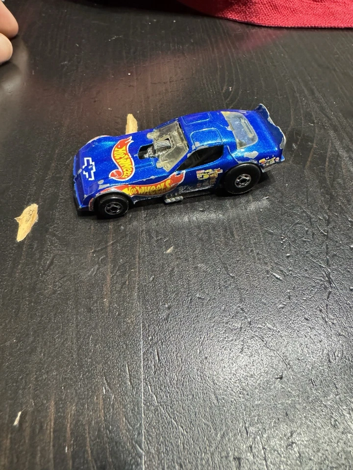 Vintage 1977 Logo Error Hot Wheels Pontiac Firebird Blue Chevy Funny Car Diecast - Image 2 of 4