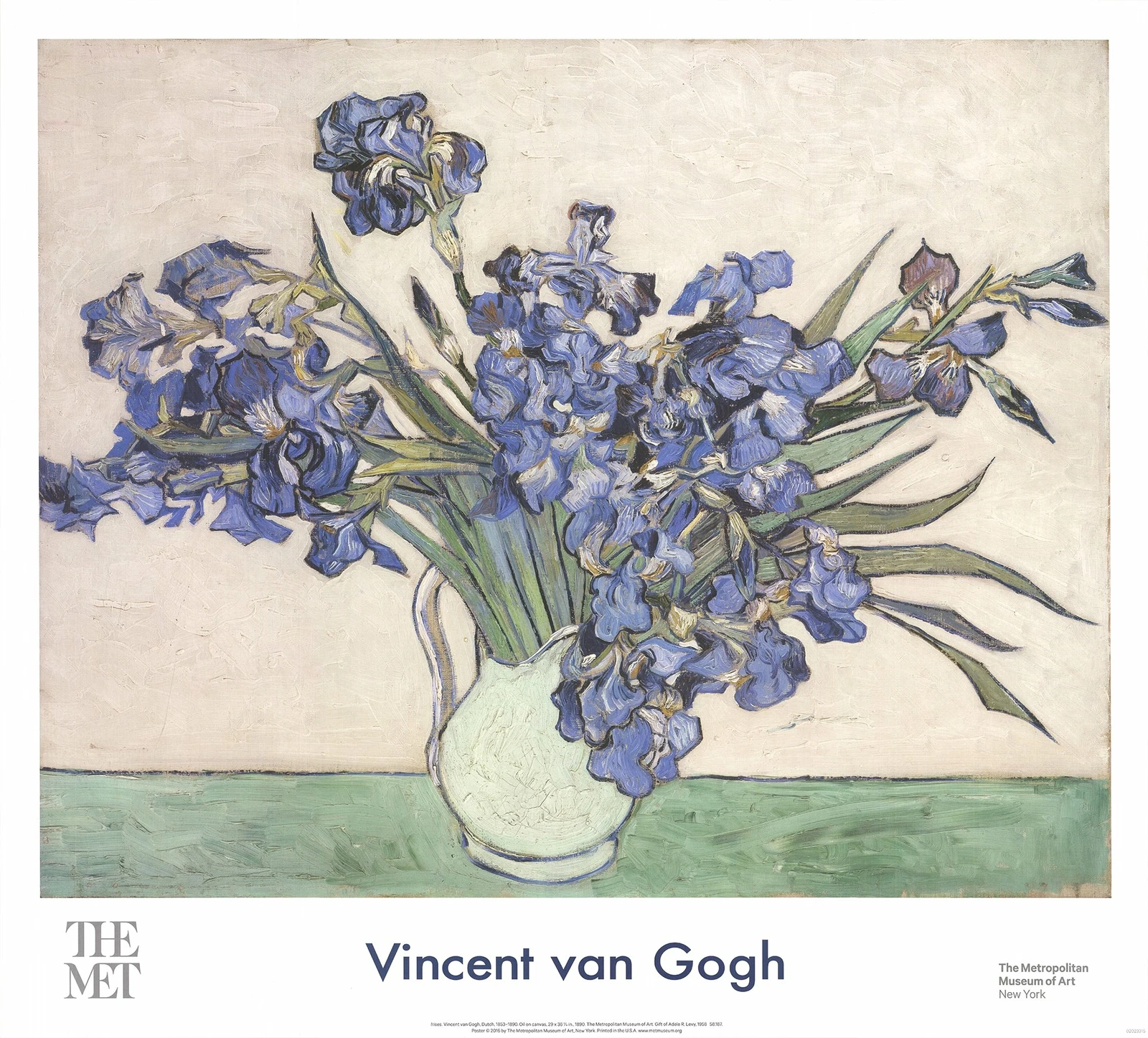 VINCENT VAN GOGH Irises in a Vase 27" x 30" Offset Lithograph 2016 Impressionism