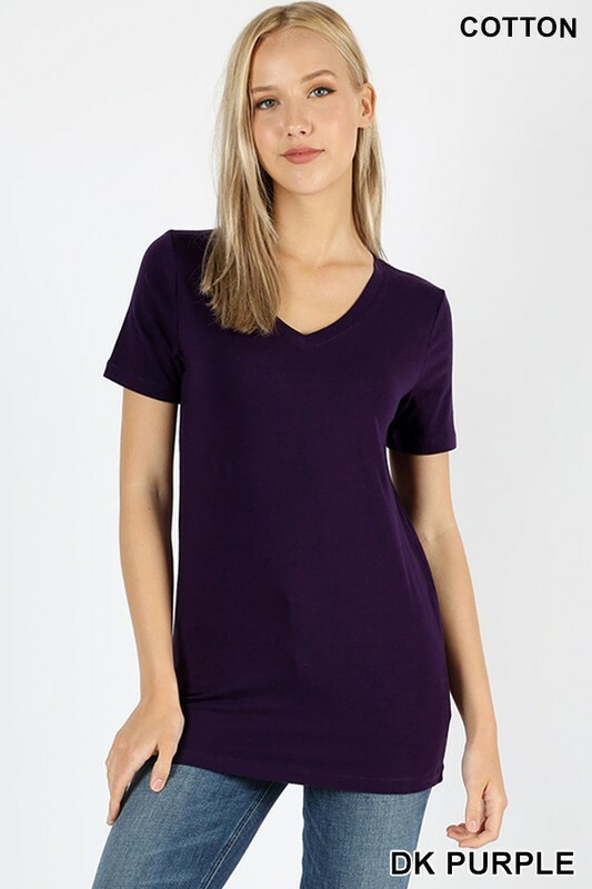 NEW Boutique Zenana Outfitters SHORT SLEEVE VNECK TEE 4 Colors