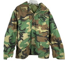 US Army M-65 Field Coat Small Short Woodland Camo Cold Weather Jacket Hooded