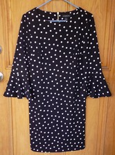 Liz Claiborne Ladies Size 4 Black w/White Polka Dots Knee Length Dress