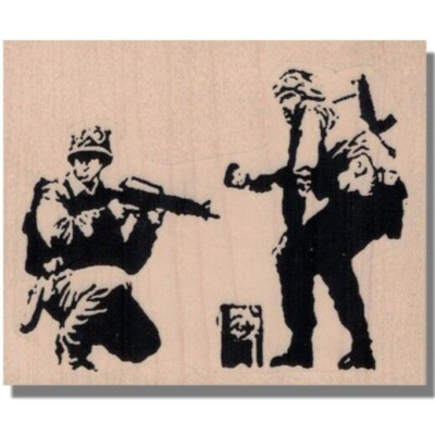 BANKSY Soldiers Painting RUBBER STAMP, Art, Media, Gun, Man,People,Patriotic,USA